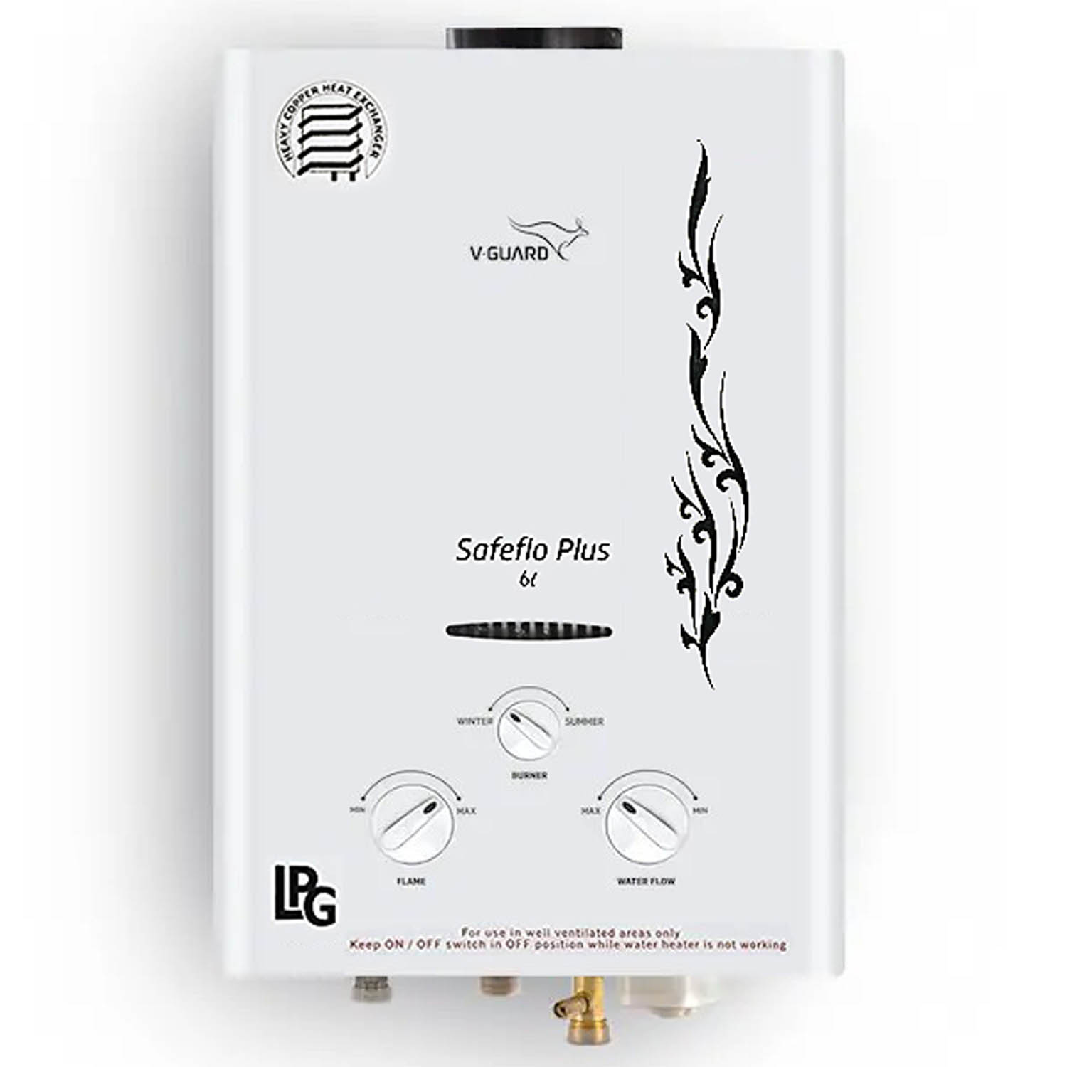 V GUARD LPG PRIME 6 L GYSER+2 PIPE